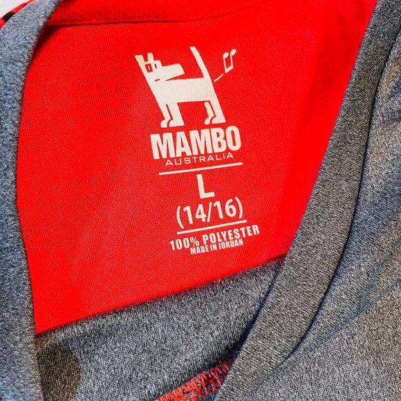 Mambo Australia Boys Sleeveless Athletic Tank Top L 14 16 Orange Gray - Picture 3 of 7